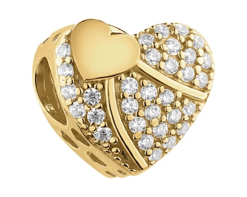 Zawieszka srebrna beads z cyrkoniami - serca