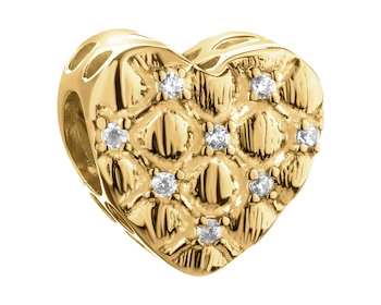 Zawieszka srebrna beads z cyrkoniami - serce