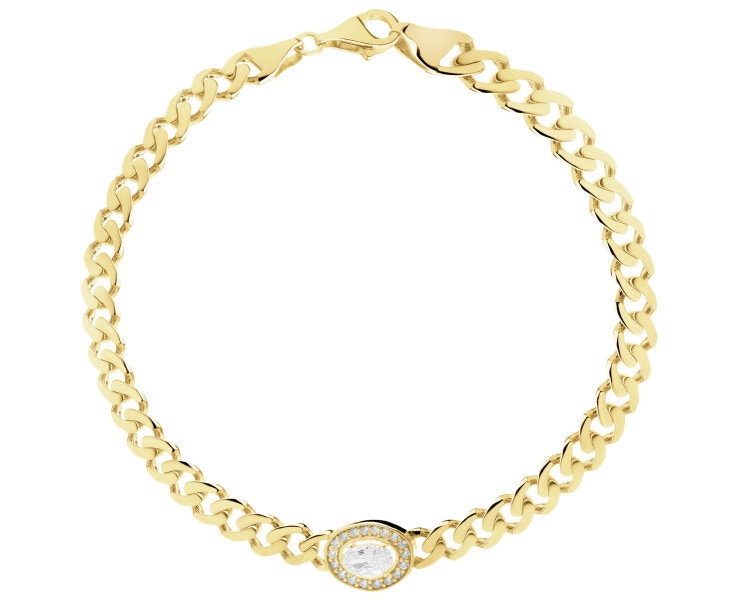 Złota bransoletka z kwarcem syntetycznym i cyrkoniami