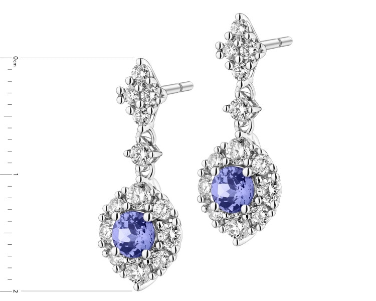 14 K Rhodium-Plated White Gold Dangling Earring  - fineness 14 K