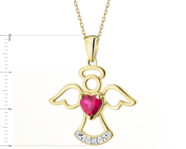 9 K Rhodium-Plated Yellow Gold Pendant  - fineness 9 K