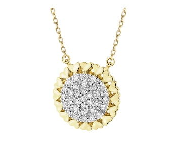 Naszyjnik z żółtego złota z diamentami - serca - 0,11 ct - próba 585
