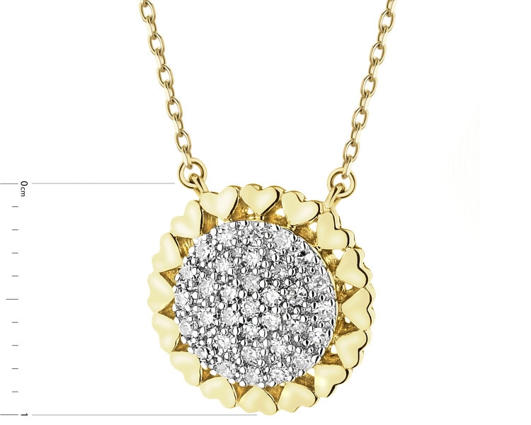 14 K Rhodium-Plated Yellow Gold Necklace with Diamonds - 0,11 ct - fineness 14 K