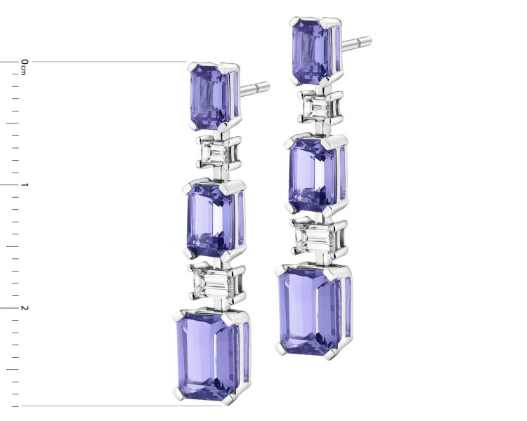 14 K Rhodium-Plated White Gold Dangling Earring  - fineness 14 K