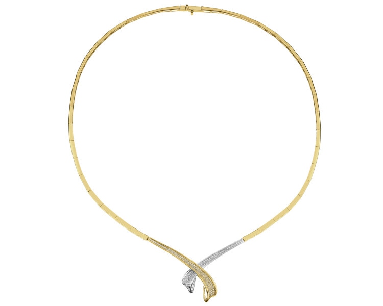 Naszyjnik z żółtego złota z diamentami - 43 cm - 0,43 ct - próba 585