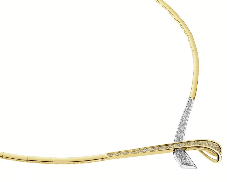 Naszyjnik z żółtego złota z diamentami - 45 cm - 0,42 ct - próba 585