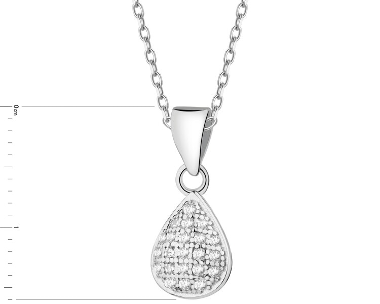 Rhodium Plated Silver Pendant with Cubic Zirconia