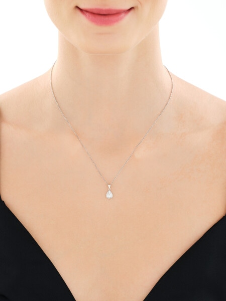 Rhodium Plated Silver Pendant with Cubic Zirconia