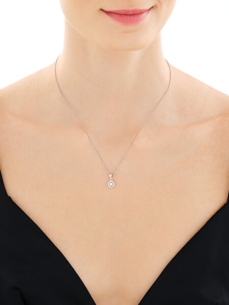 Rhodium Plated Silver Pendant with Cubic Zirconia