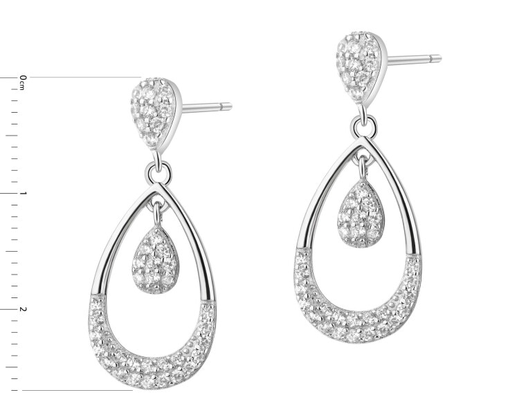Rhodium Plated Silver Dangling Earring with Cubic Zirconia
