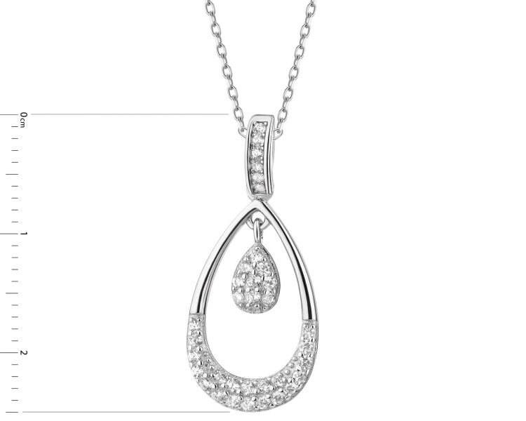 Rhodium Plated Silver Pendant with Cubic Zirconia