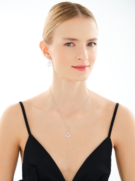 Rhodium Plated Silver Pendant with Cubic Zirconia