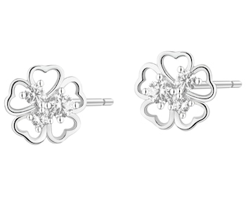 Kolczyki srebrne z cyrkoniami - koniczyna