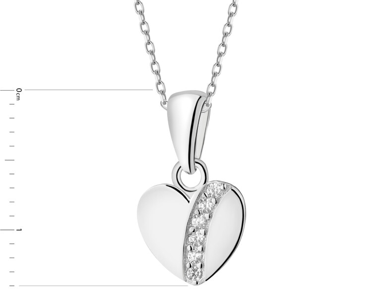 Rhodium Plated Silver Pendant with Cubic Zirconia