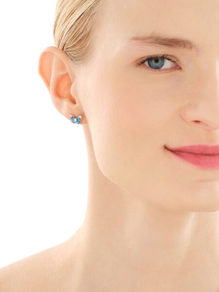 Rhodium Plated Silver Earrings with Synthetic Opal