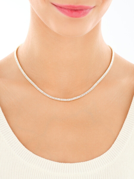 Gold-Plated Brass Necklace with Cubic Zirconia