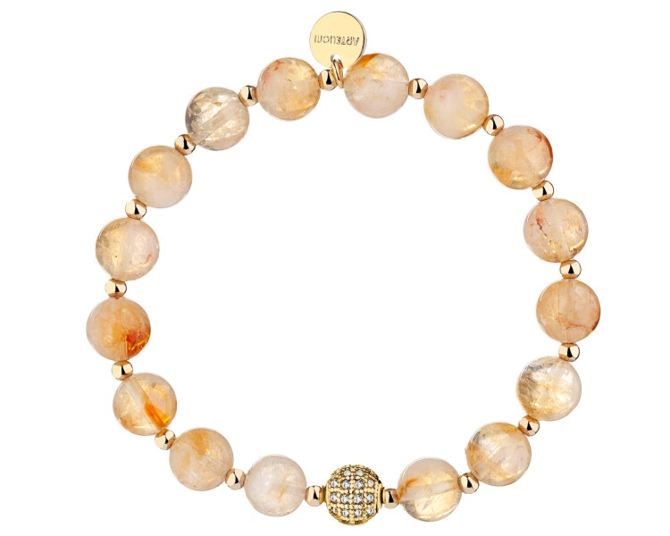 Bransoletka z mosiądzu pozłacana z cytrynami i cyrkoniami