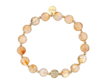 Bransoletka z mosiądzu pozłacana z cytrynami i cyrkoniami