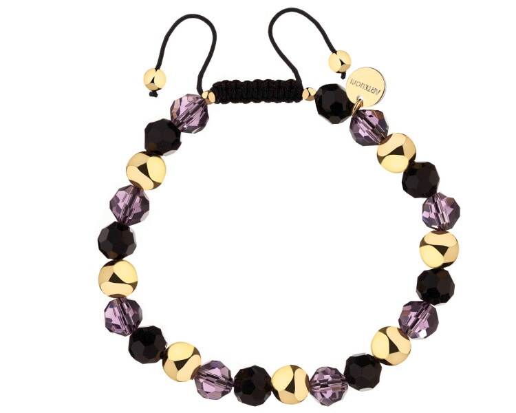 Bransoletka z mosiądzu pozłacana ze szklanymi detalami