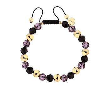 Bransoletka z mosiądzu pozłacana ze szklanymi detalami