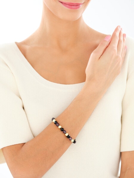 Gold-Plated Brass Bracelet with Glass