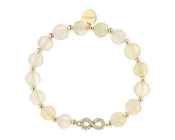 Bransoletka z mosiądzu pozłacana z jadeitami i cyrkoniami - nieskończoność