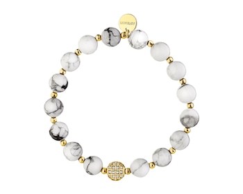 Bransoletka z mosiądzu pozłacana z kryształami i cyrkoniami