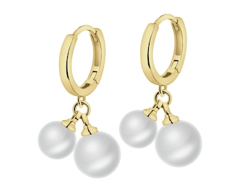 Kolczyki z mosiądzu pozłacane z muszlą