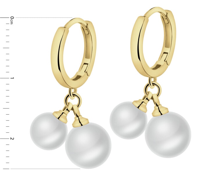 Gold-Plated Brass, Gold-Plated Silver Dangling Earring with Shell