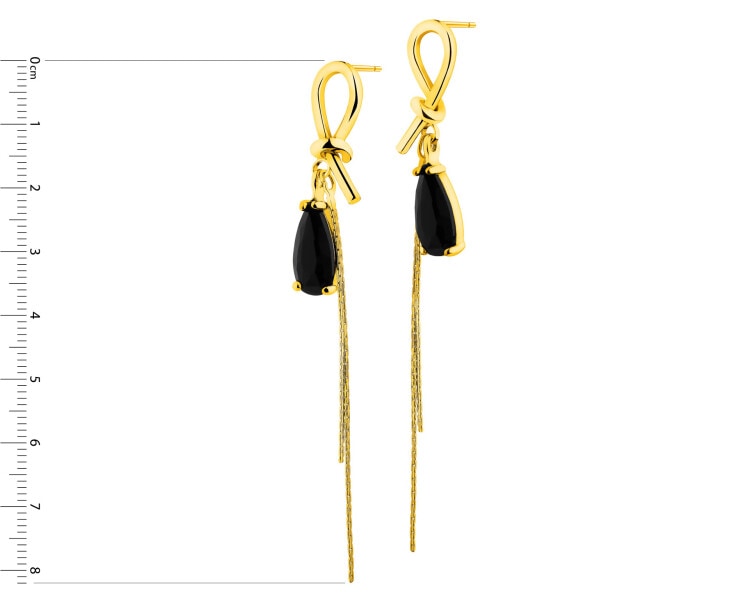 Gold-Plated Brass, Gold-Plated Silver Dangling Earring with Crystal