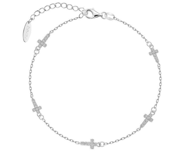 Bransoletka srebrna z cyrkoniami - krzyże