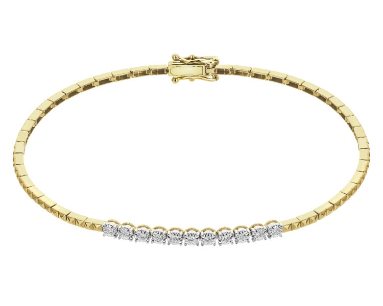 Bransoletka z żółtego złota z brylantami - 18 cm - 0,11 ct - próba 585