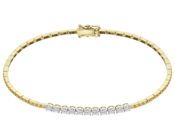 Bransoletka z żółtego złota z brylantami - 18 cm - 0,11 ct - próba 585