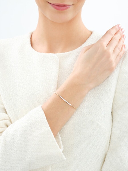 Bransoletka z żółtego złota z brylantami - 18 cm - 0,11 ct - próba 585