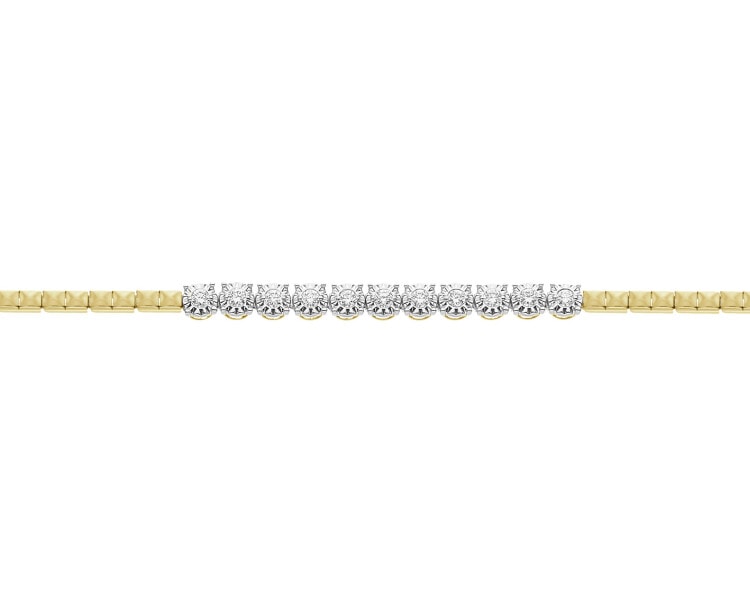 Bransoletka z żółtego złota z brylantami - 19 cm - 0,13 ct - próba 585