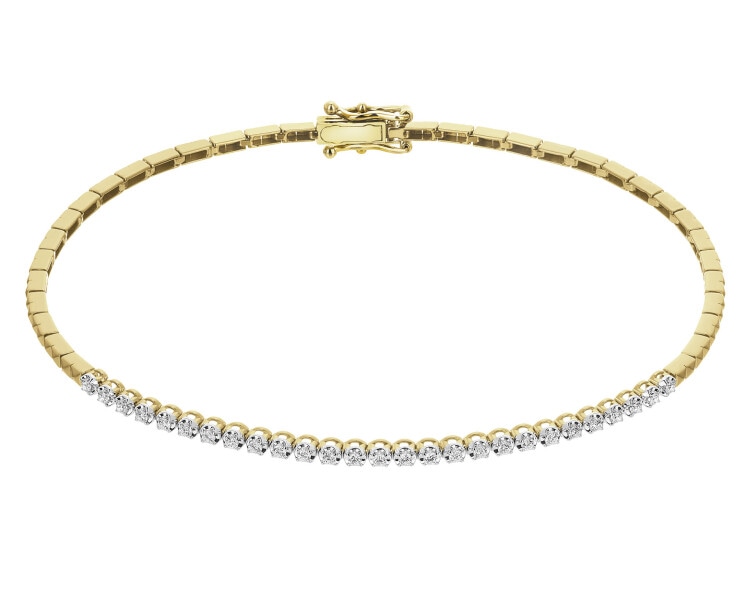 Bransoletka z żółtego złota z brylantami - 18 cm - 0,23 ct - próba 585