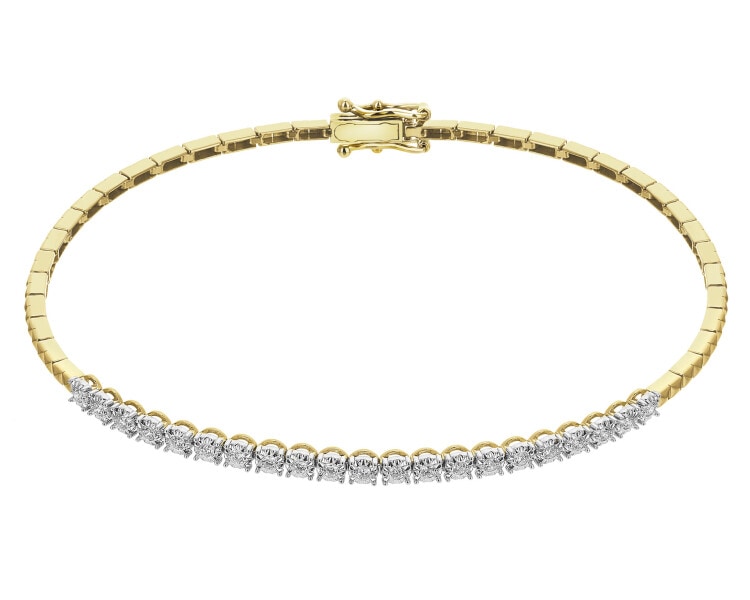 Bransoletka z żółtego złota z brylantami - 18 cm - 0,22 ct - próba 585