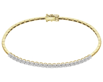 Bransoletka z żółtego złota z brylantami - 18 cm - 0,22 ct - próba 585
