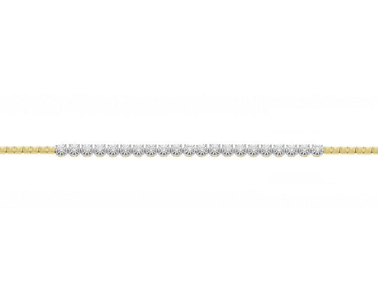 Bransoletka z żółtego złota z brylantami - 18 cm - 0,22 ct - próba 585