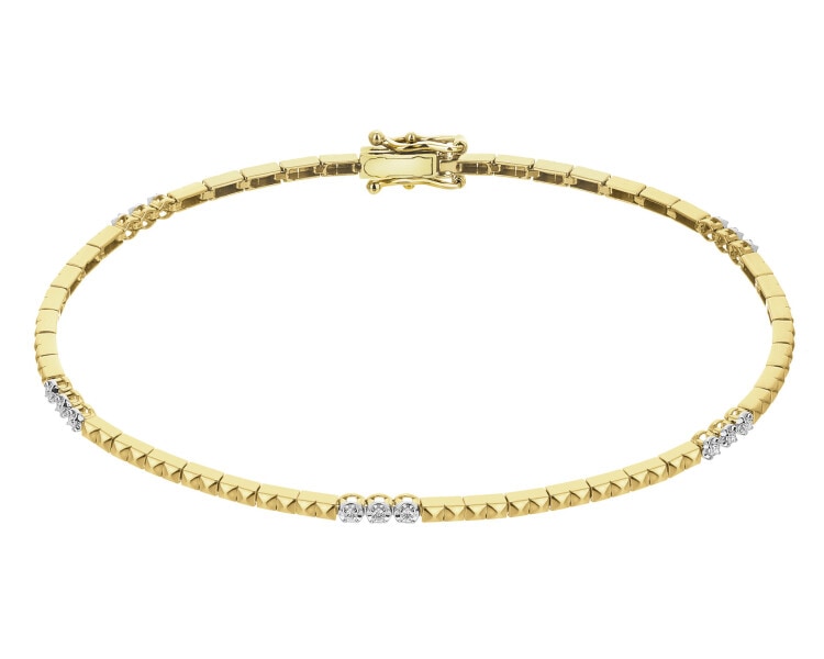 Bransoletka z żółtego złota z brylantami - 18 cm - 0,10 ct - próba 585