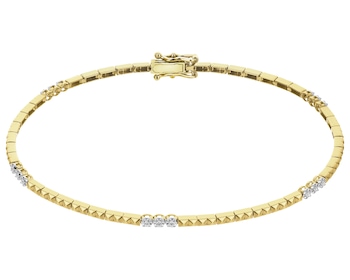 Bransoletka z żółtego złota z brylantami - 19 cm - 0,10 ct - próba 585