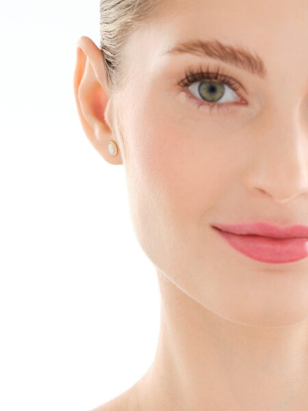 Złote kolczyki i zawieszka z opalami syntetycznymi - komplet