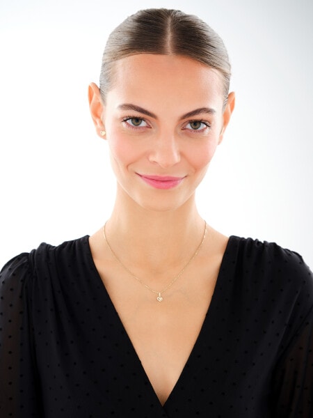 Złote kolczyki i zawieszka z cyrkoniami - komplet - serca