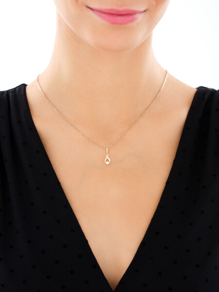 Złote kolczyki i zawieszka z cyrkoniami - komplet