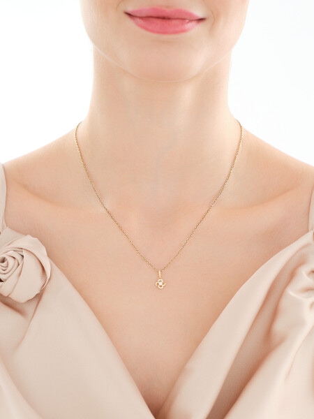 Złote kolczyki i zawieszka z cyrkoniami - komplet - kwiaty