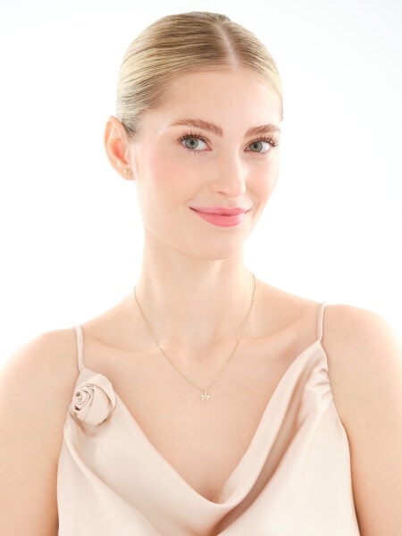 Złote kolczyki i zawieszka z cyrkoniami - komplet - motyle