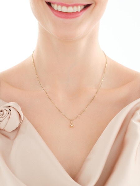 Złote kolczyki i zawieszka z perłami - komplet