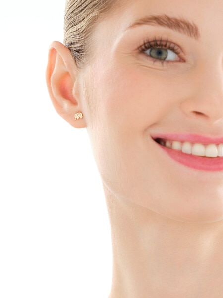 Złote kolczyki i zawieszka z cyrkoniami - komplet - słonie