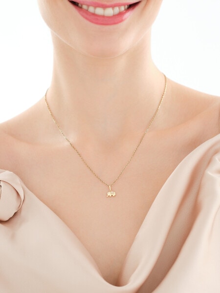 Złote kolczyki i zawieszka z cyrkoniami - komplet - słonie