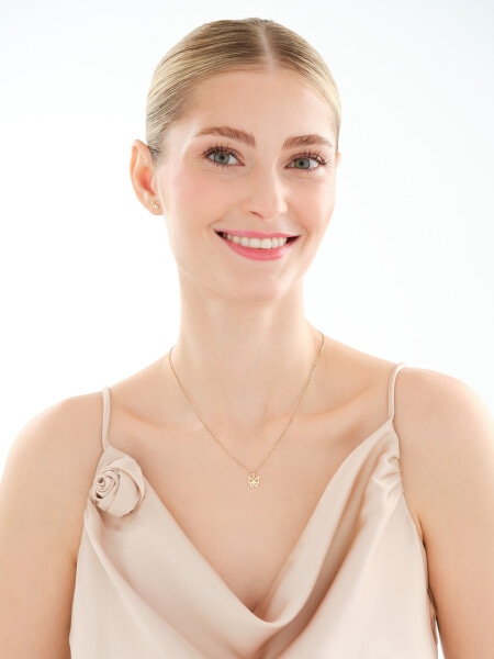 Złote kolczyki i zawieszka - komplet - motyle